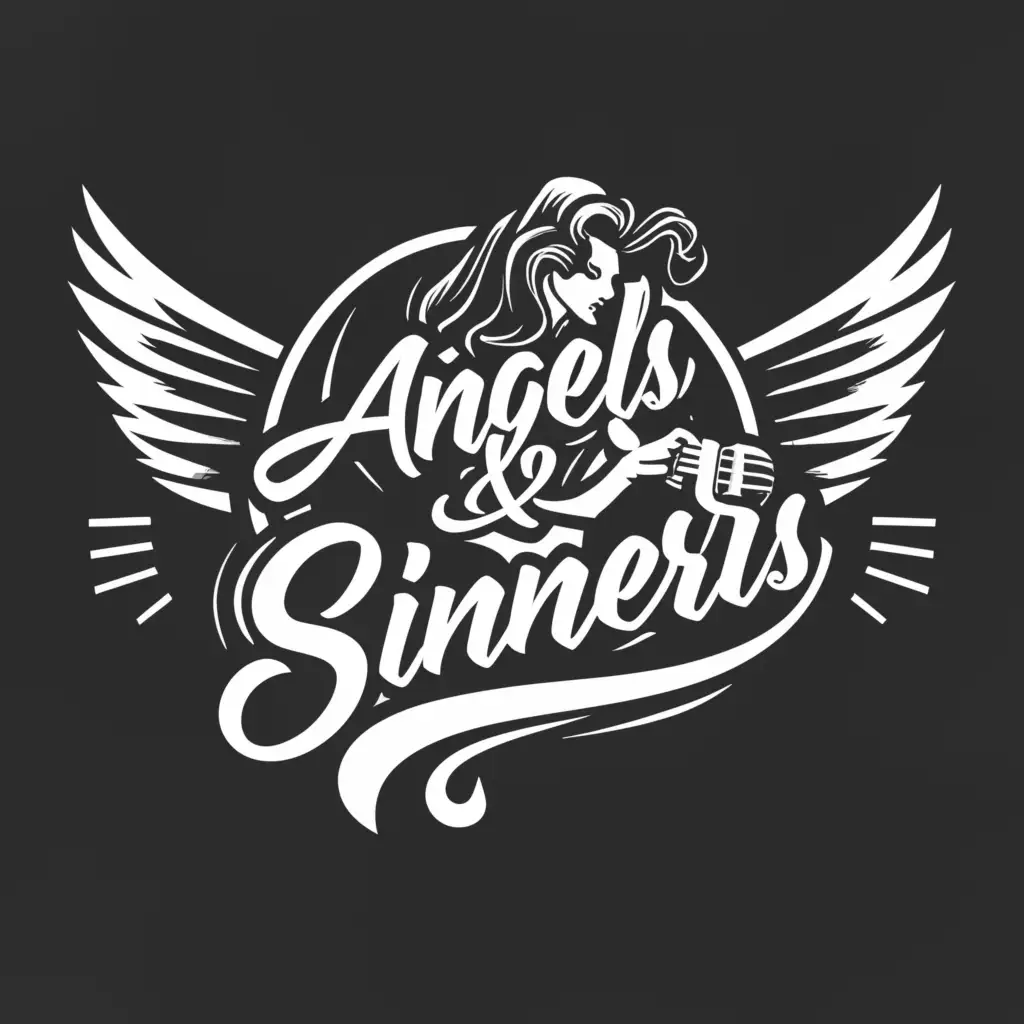 a logo design,with the text "Angels & Sinners", main symbol:sexy women and music,Moderate,clear background