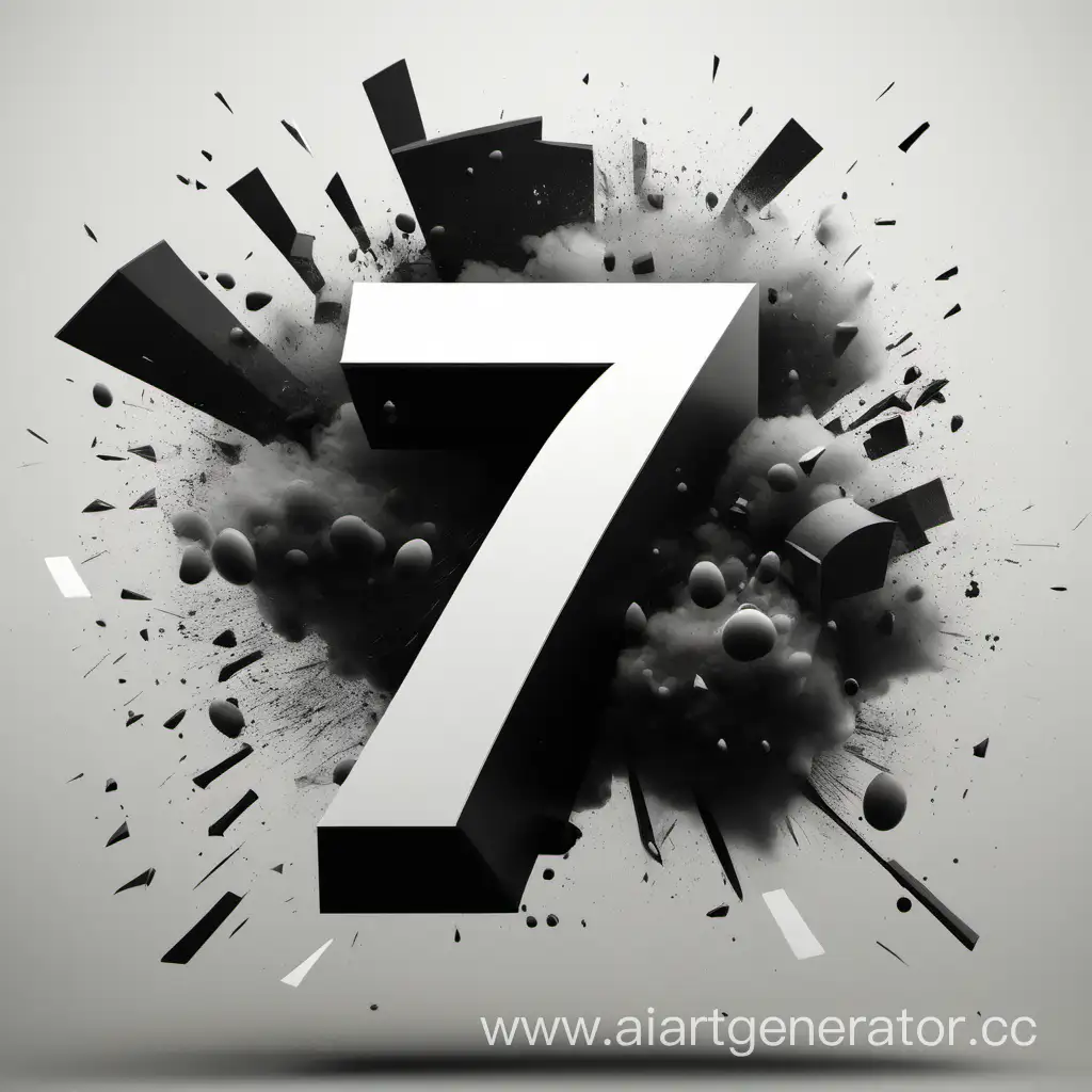 Monochrome-Explosion-with-Number-7-and-Cyrillic-Letter