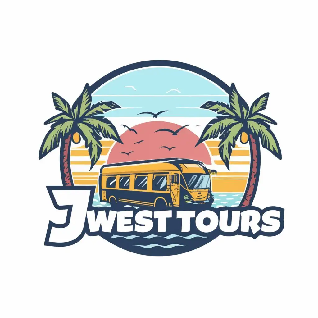 LOGO-Design-for-JWest-Tours-Tropical-Bus-Adventure-with-Vibrant-Colors-and-Coastal-Vibes