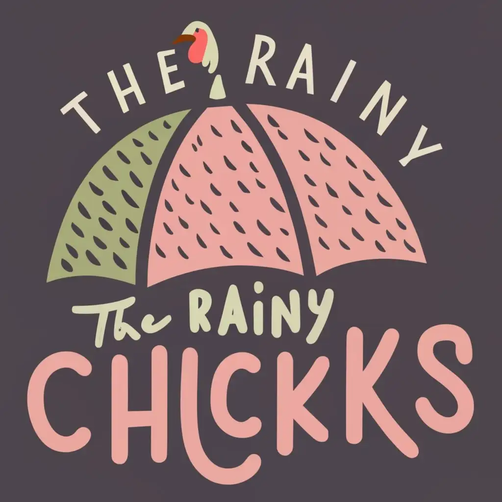 logo, chicken and umbrella image for a group of ladies who call themselves The Rainy Chicks, with the text "The Rainy Chicks", typography