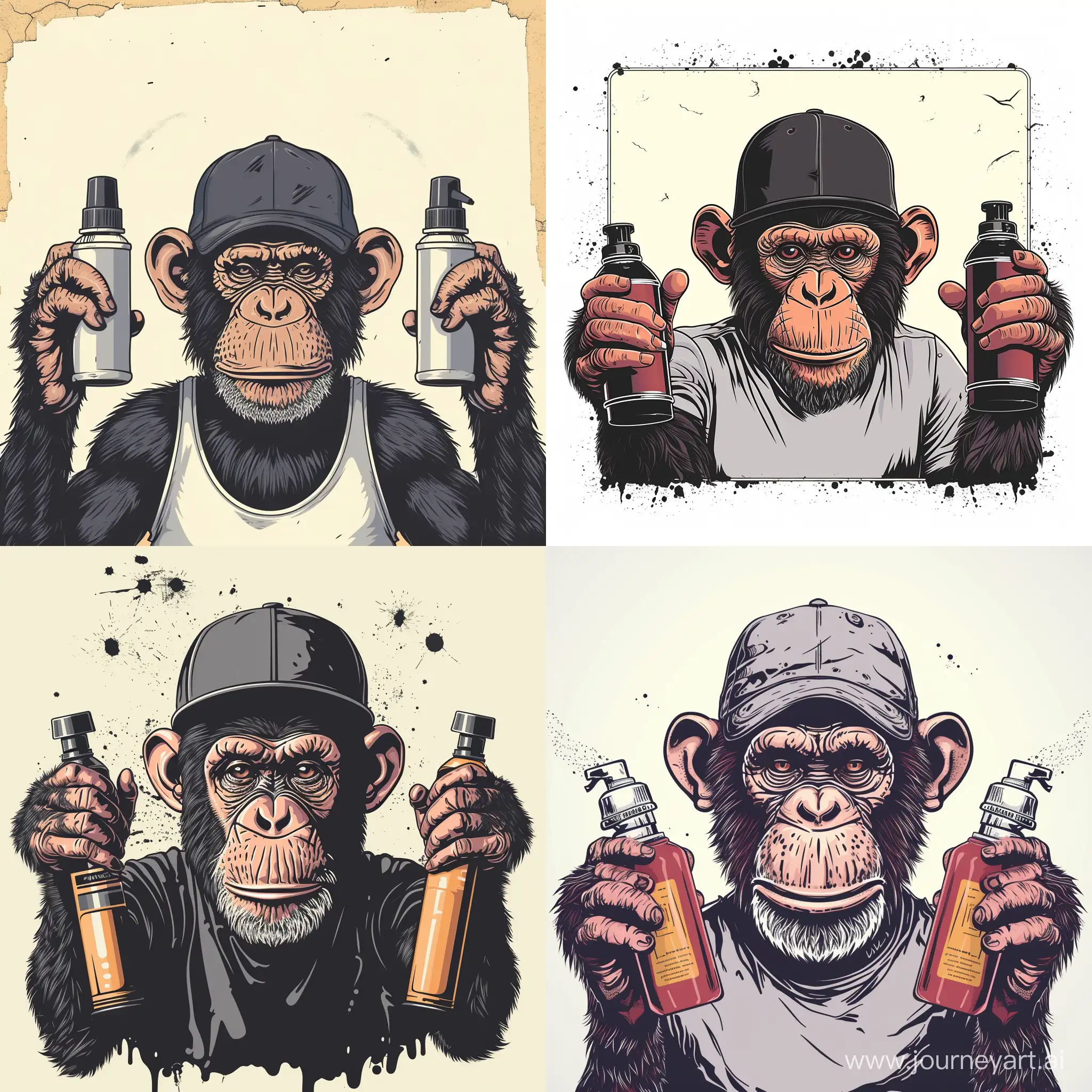 Cheeky-Monkey-Graffiti-CapWearing-Prankster-with-Spray-Bottles