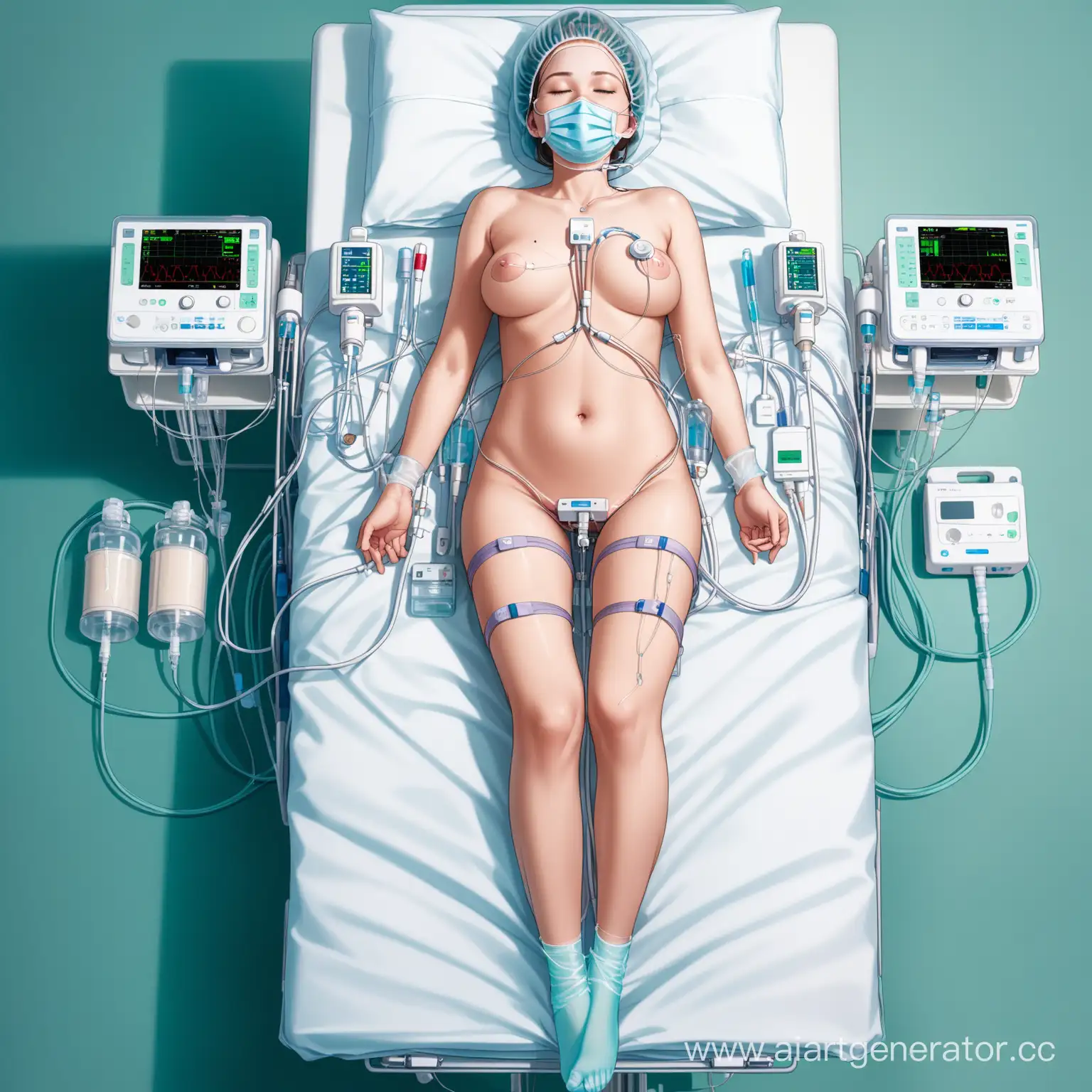 Female-Patient-in-Intensive-Care-with-Medical-Equipment