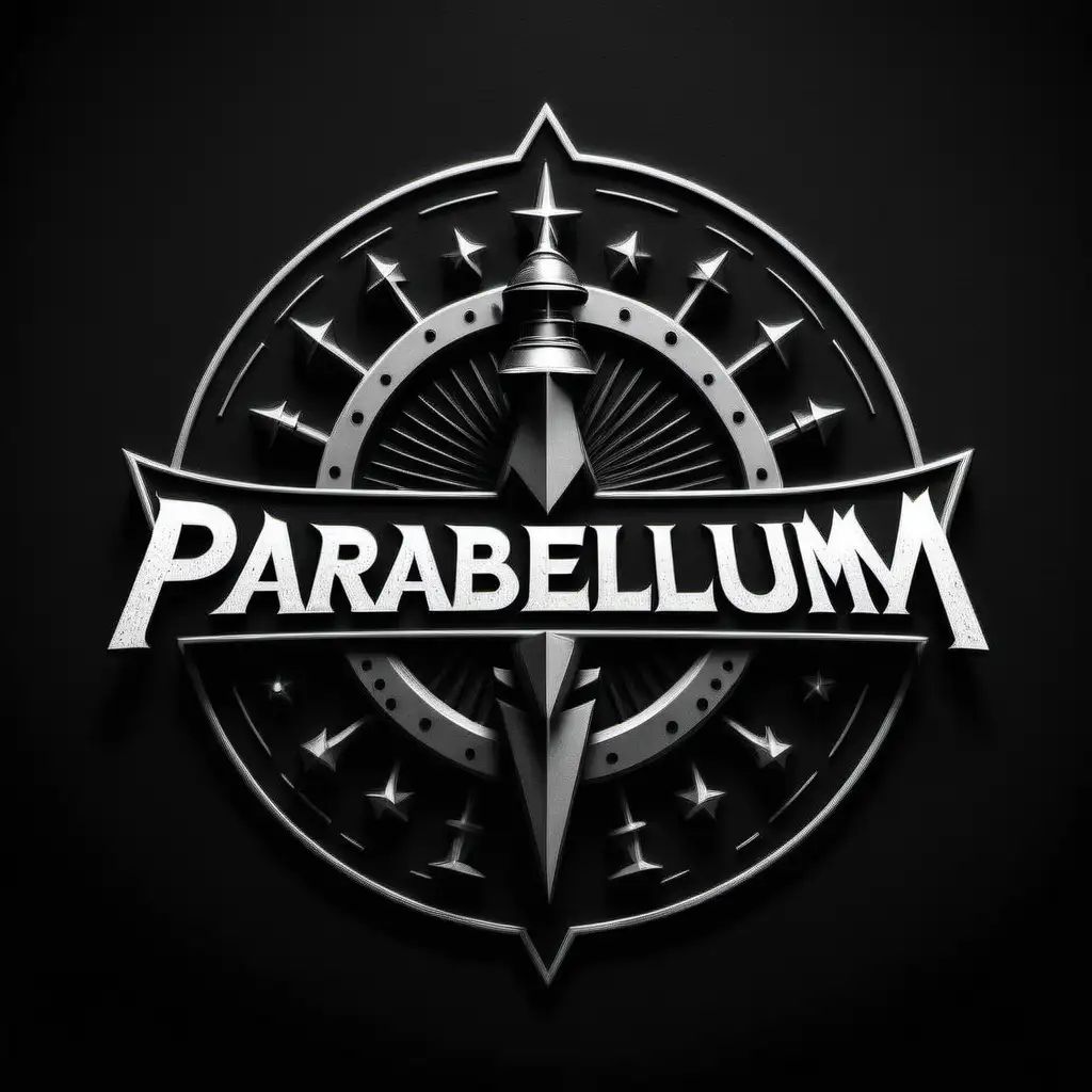 Striking PARABELLUM Logo in Bold Black and White Military Colors