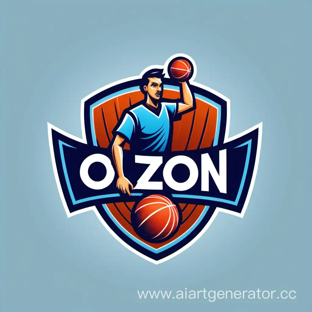  логотип, компания озон, мяч, карзина, щит игроки