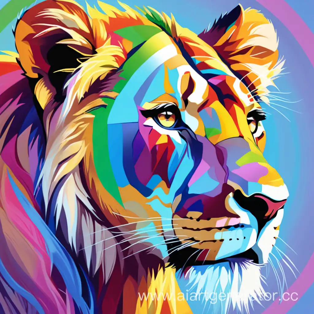 Colorful-Lioness-in-a-Vibrant-Savanna