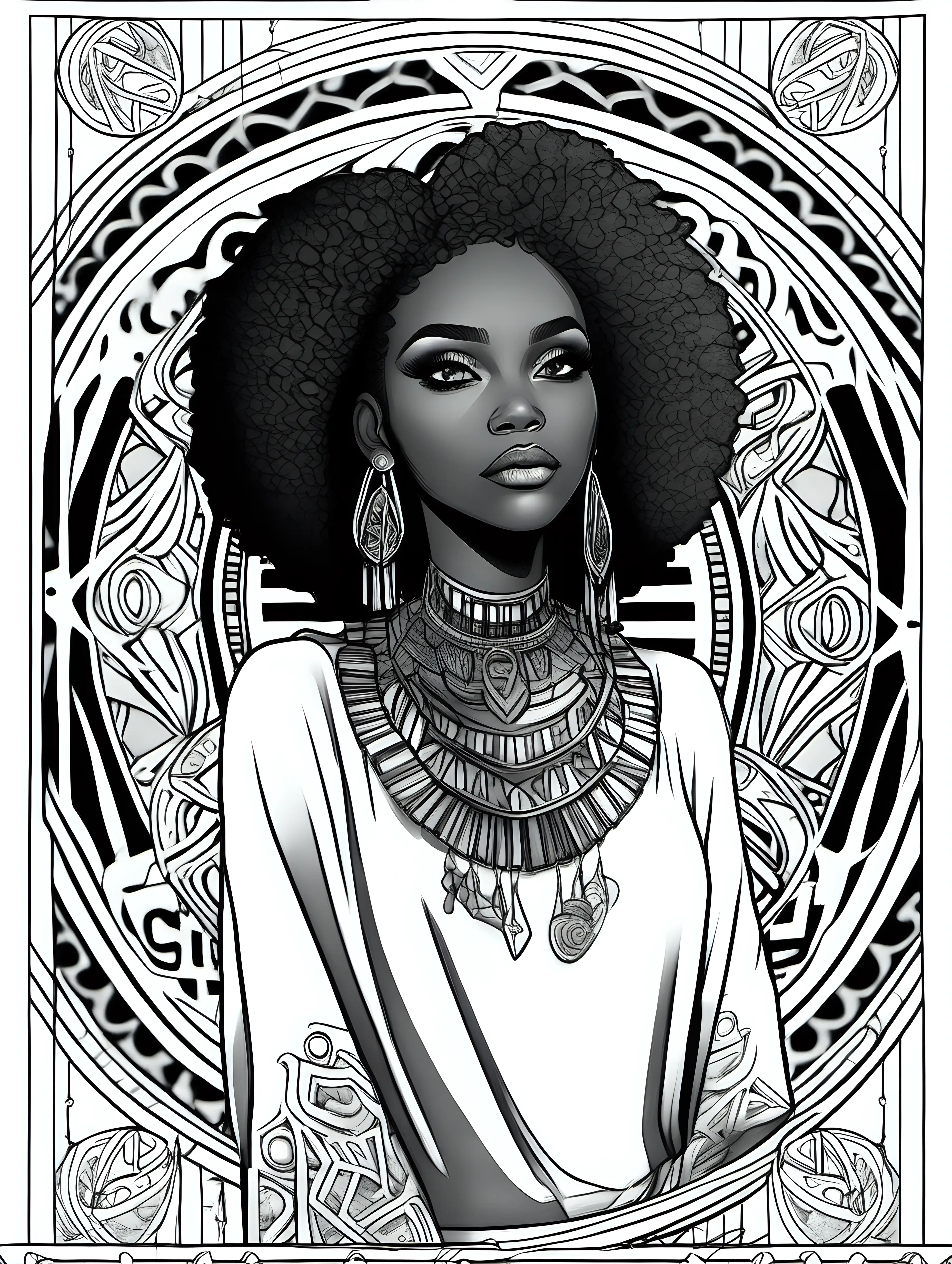 Modern African American Princesses Coloring Pages Friends with Transparent Hair