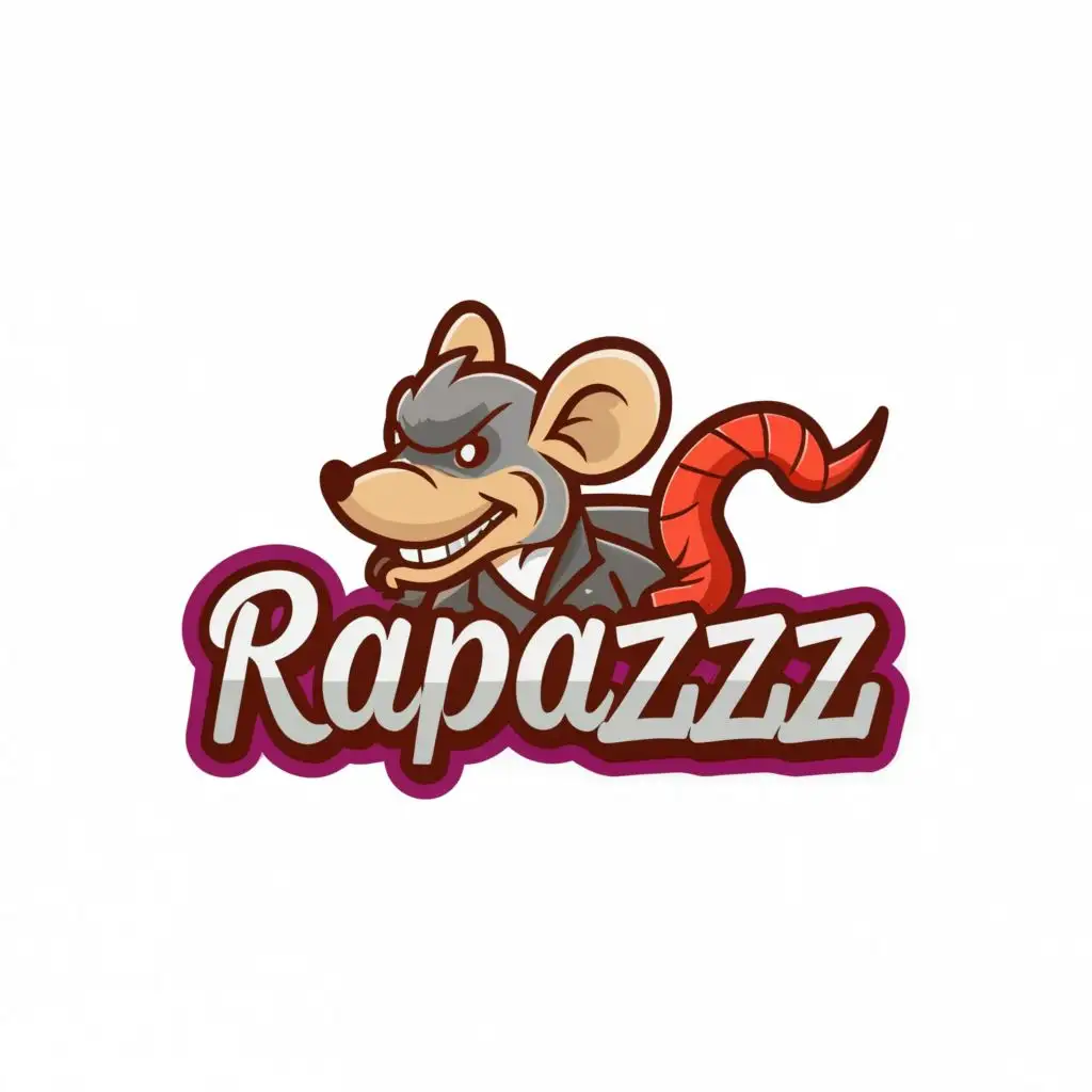 logo, rat with big moustache, with the text "rapazzzz", typography, be used in Entertainment industry