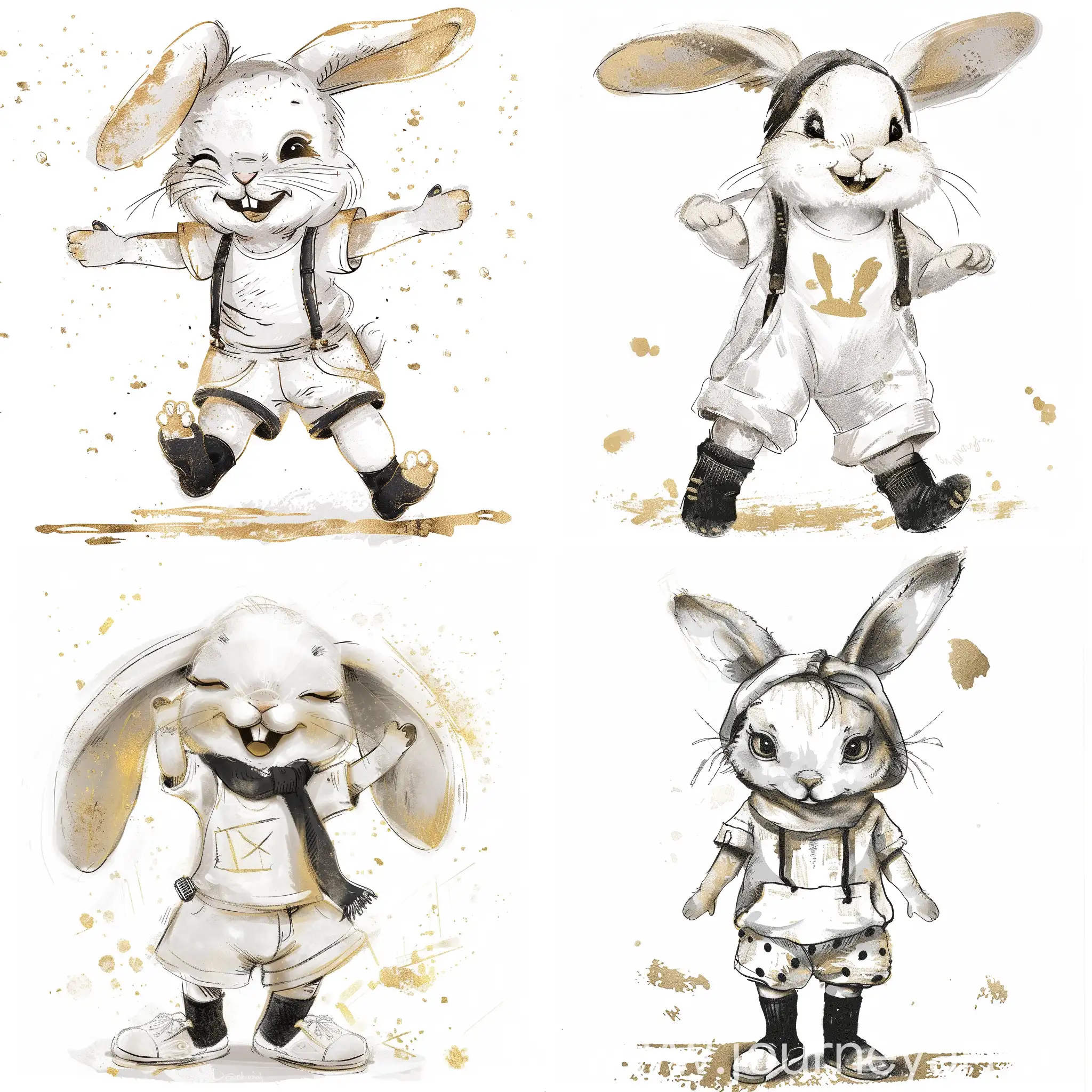 Adorable-Summer-Bunny-in-White-and-Gold-Sketch-Style