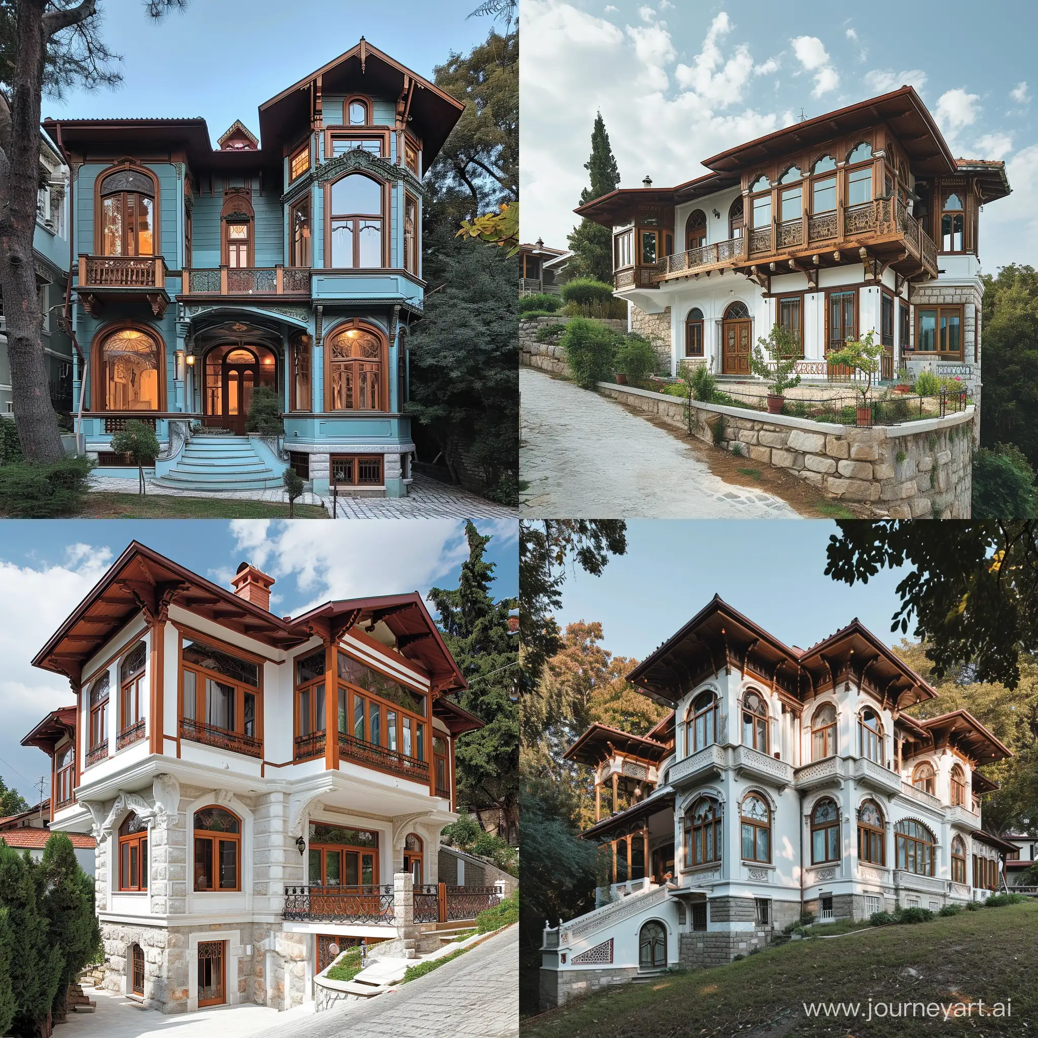 hafif eğimli arazide artneuve mimarisinde türk evi