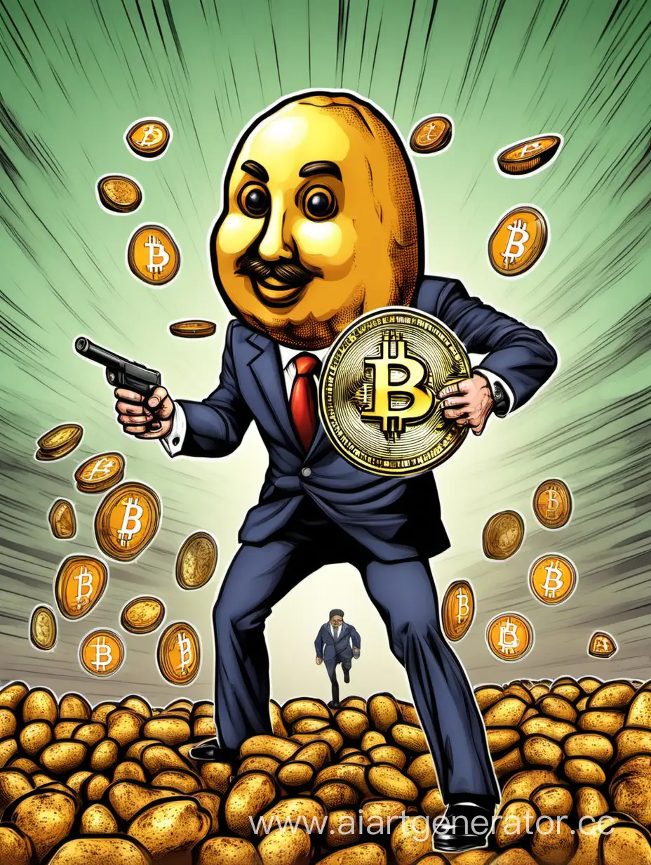 Potato-Man-Assaulting-Bitcoin-Digital-Currency-Under-Attack