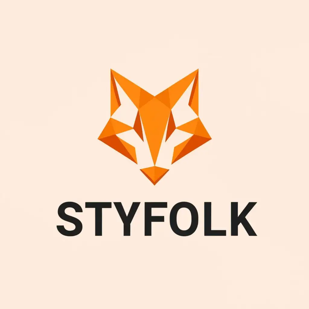 a logo design,with the text "StyFolk", main symbol:Fox with diamond shape,Minimalistic,clear background