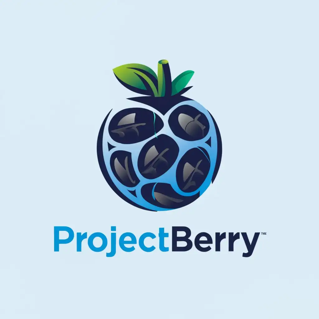 a logo design,with the text "ProjectBerry", main symbol:blue berry with blackberry phones,complex,clear background