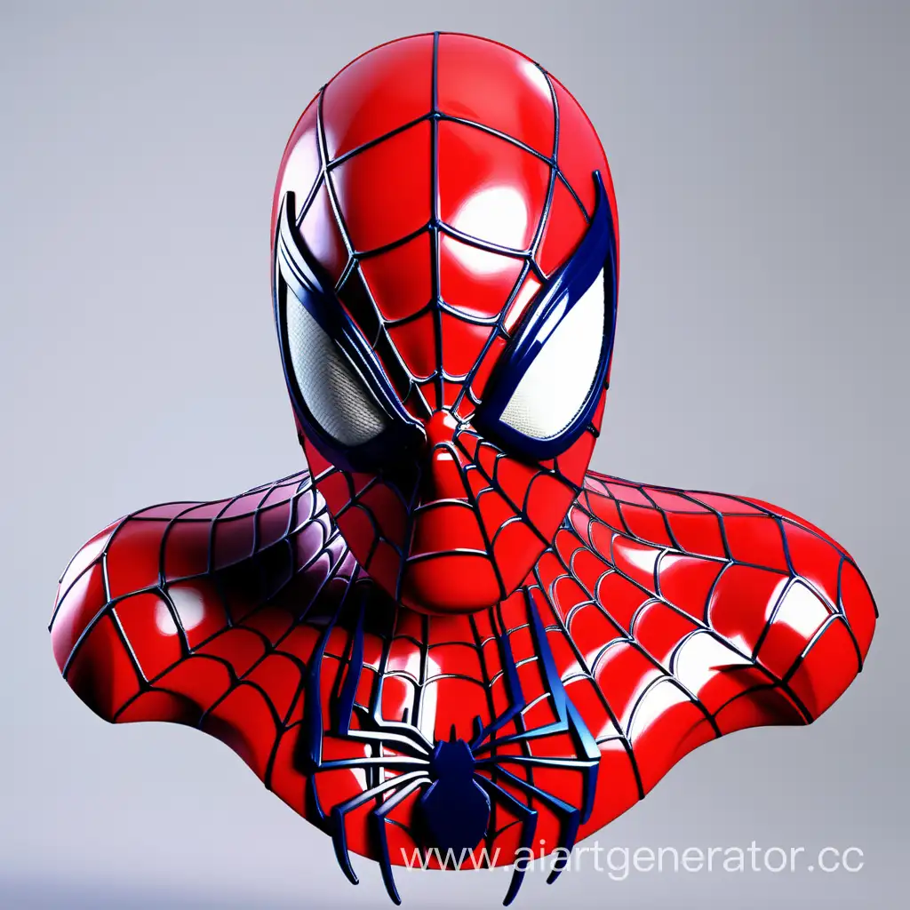 Russian Red Mask of Spider-man contrast colors 3d realism