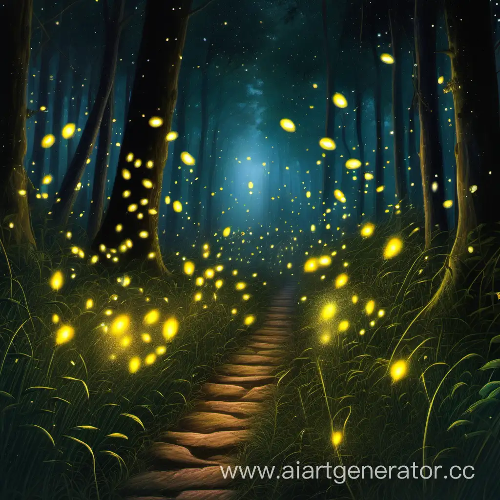 Enchanting-Forest-Exploration-Guided-by-Fireflies-at-Dusk