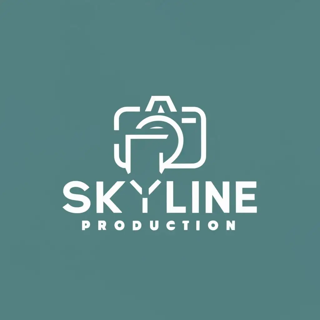 logo, combination of letters and camera, with the text "Skyline production", typography, be used in Entertainment industry