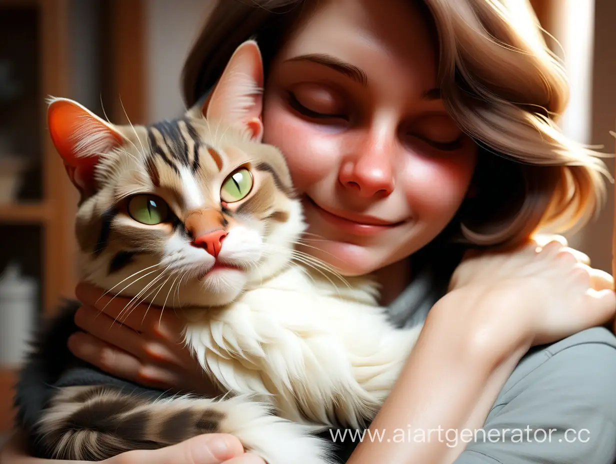 Heartwarming-Embrace-Owner-Holding-Beloved-Cat-Tenderly