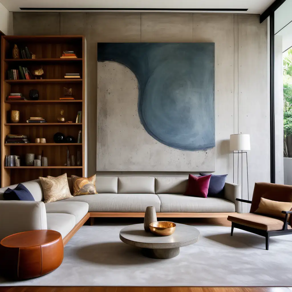 Bohemian Interior Design with Concrete Wall and Bubble Sofa