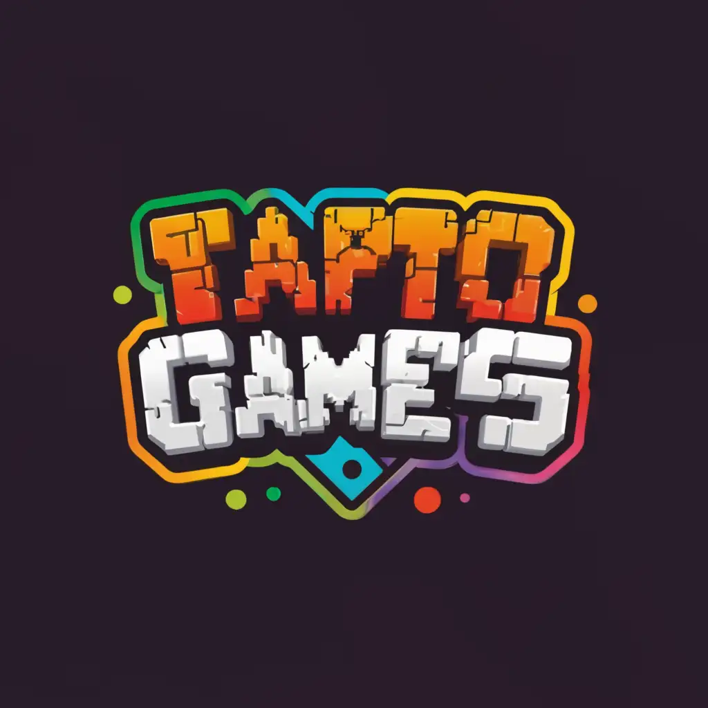 a logo design,with the text "TAPP INTO GAMES", main symbol:PIXEL, GAME DEVELOPER, INDIE, GAMING, CONTROLLER, CREATE,complex,be used in Entertainment industry,clear background