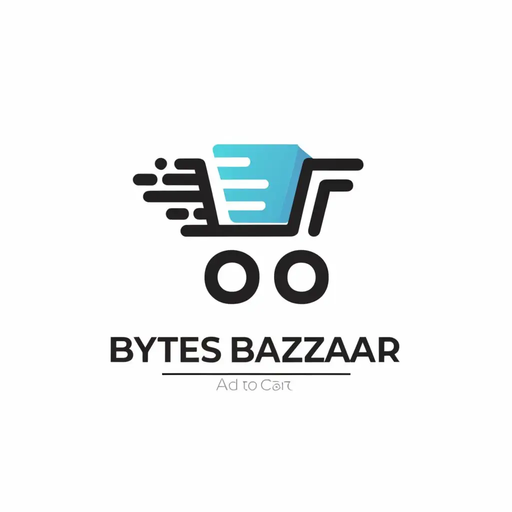 a logo design,with the text "bytes Bazaar", main symbol:add to cart ,Moderate,clear background