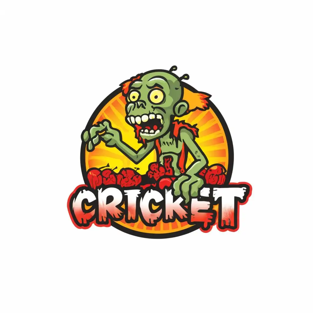logo, logo, vector Zombie Cricket storybook style, WHITE BACKGROUND , no words, ultra sharp 3mm outlined lettering and image, ultra-detailed images with sharp lines and textures, capturing every detail with precision, ultra fine sharp outlined image , no copyright, no watermark, with the text ".", typography