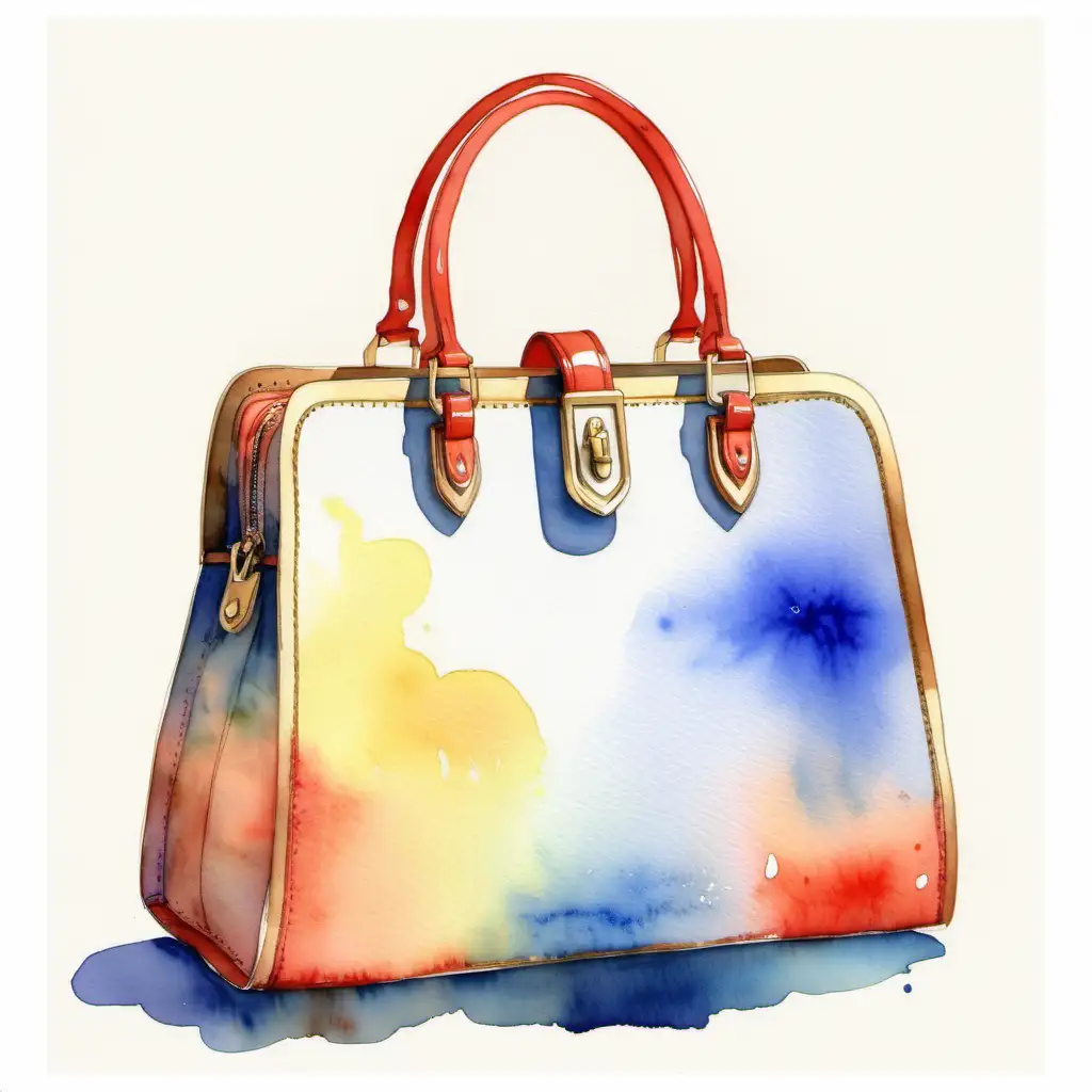 Elegant French Handbag in Vibrant Watercolor Palette