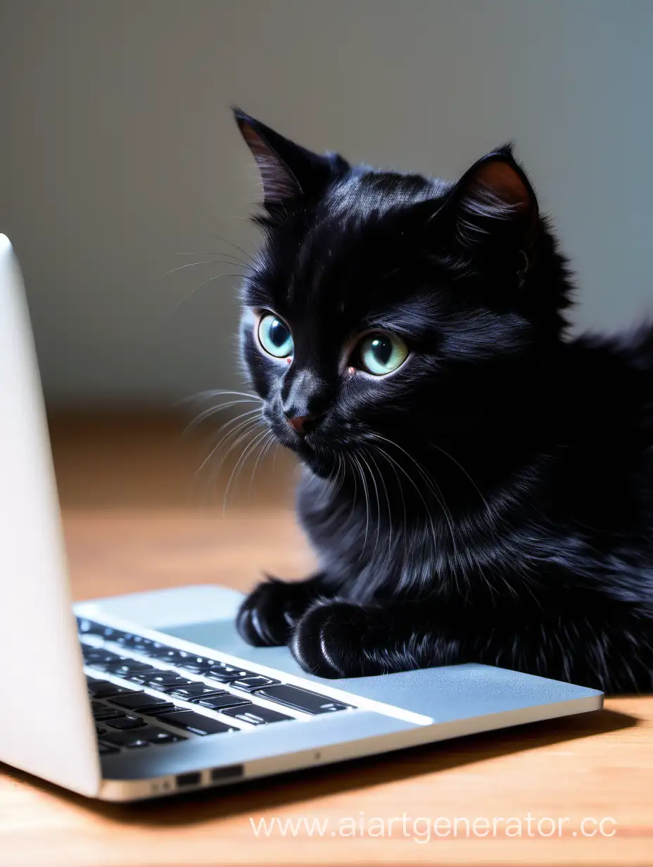 Adorable-Black-Cat-Posing-with-a-MacBook