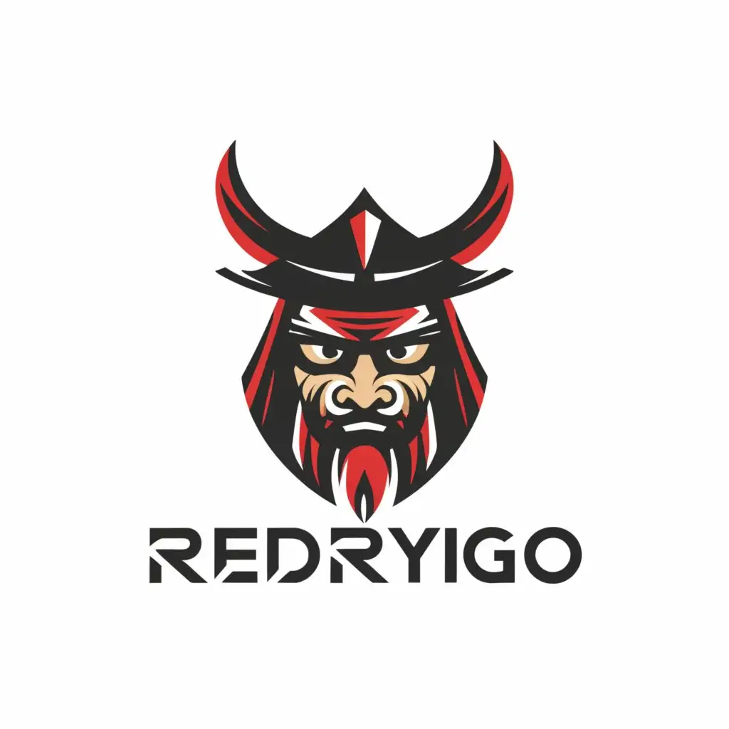 a logo design,with the text "RedRyngo", main symbol:goathead in samurai helmet,Moderate,be used in Entertainment industry,clear background