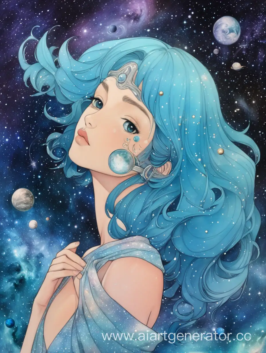Aquarius girl in cosmos