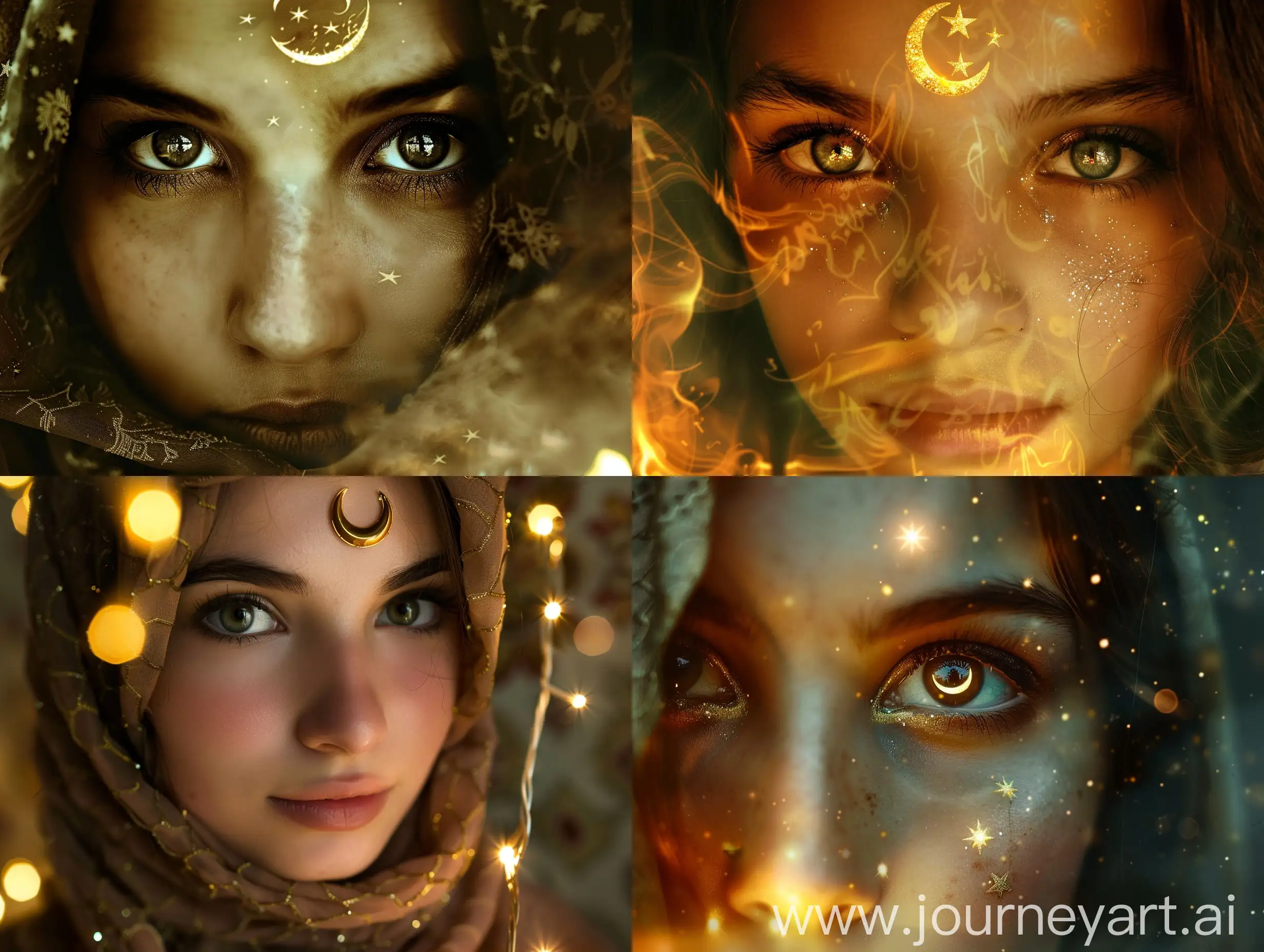 Girl-with-Hazel-Eyes-Crescent-and-Star-of-Islam-and-Ramadan-Lamp