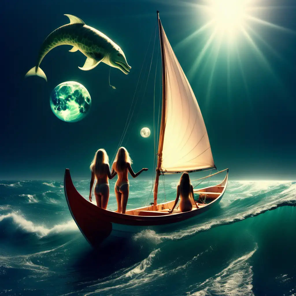 Serene Venus Sailing Adventure with Nature Sisterhood and Sea Creatures
