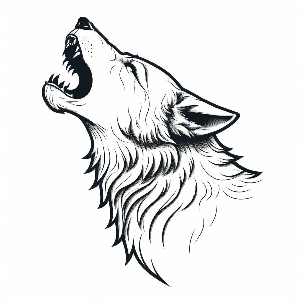 outline of a wolf head howling, gentle features