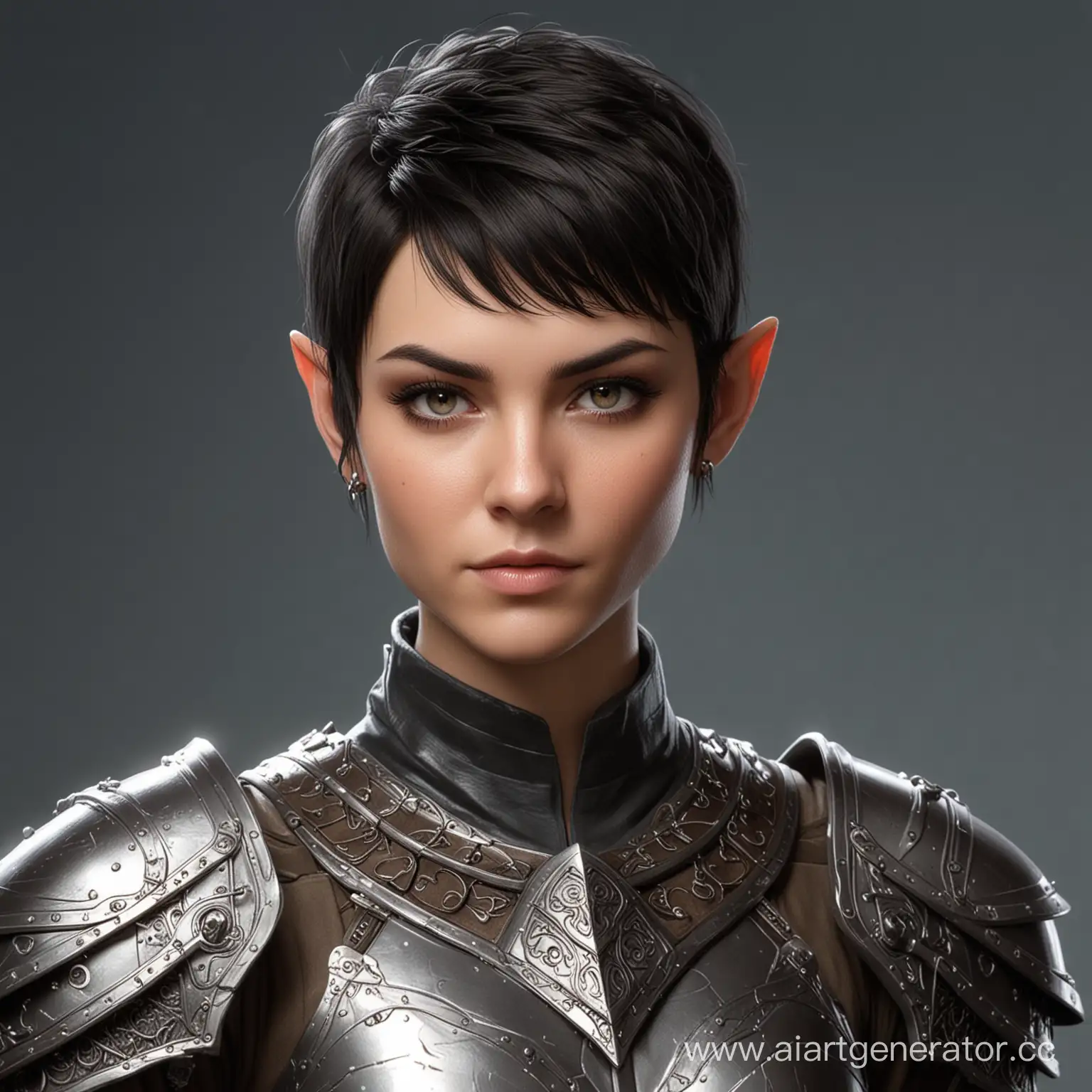 Elven-Girl-Inventor-in-Scale-Armor-Dark-Hair-and-Short-Haircut