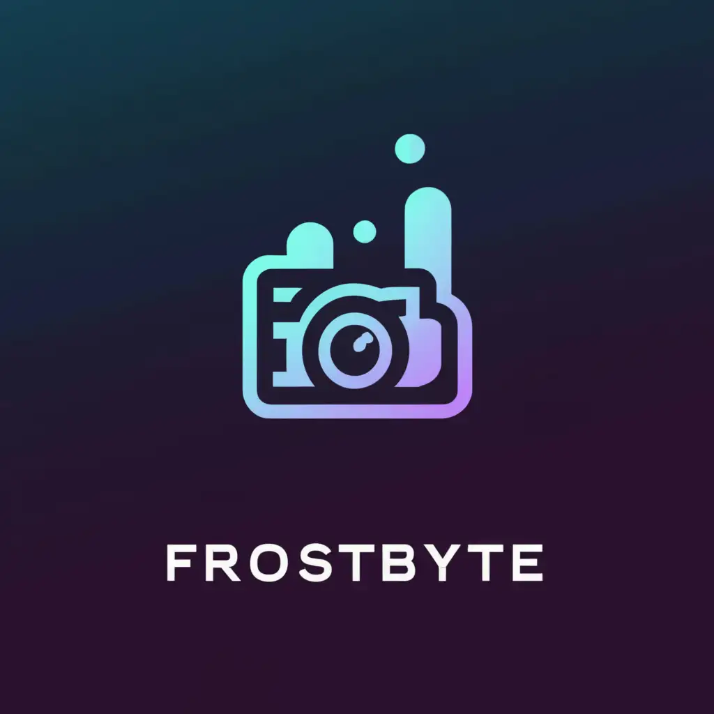 a logo design,with the text "FrostByte", main symbol:camera,Moderate,be used in Entertainment industry,clear background