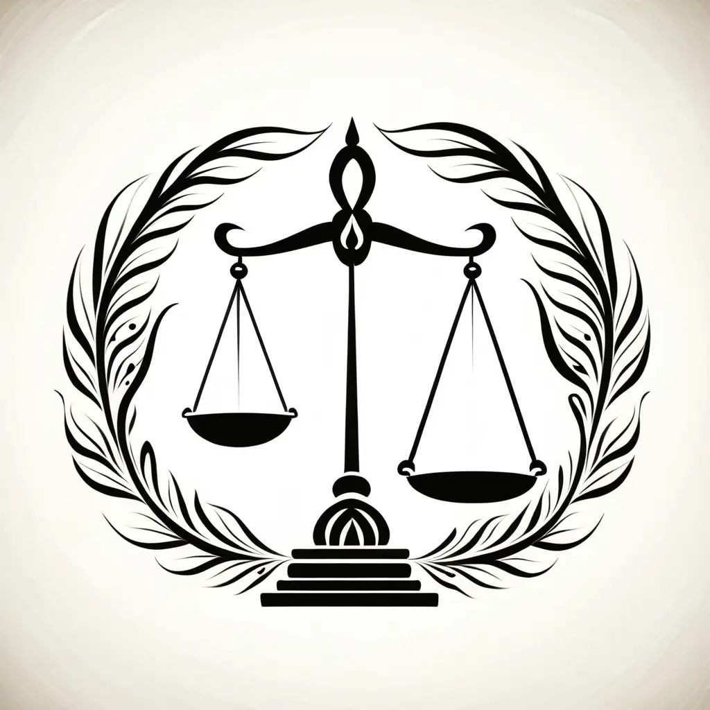 scales of justice, Simple, calligraphy lines
