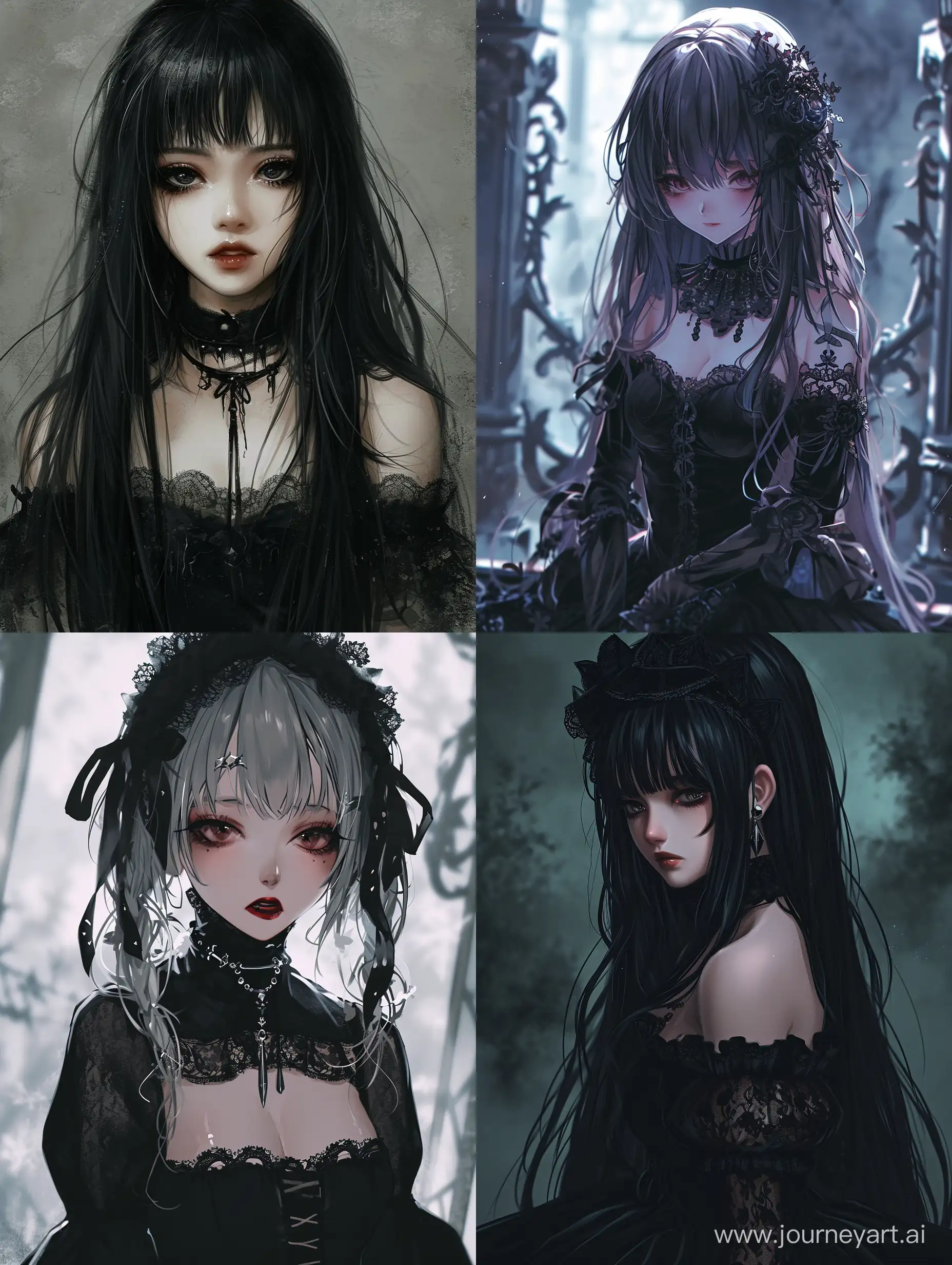 Gothic-Anime-Girl-Art-with-6-Variations-in-a-34-Aspect-Ratio-Image-No-38189