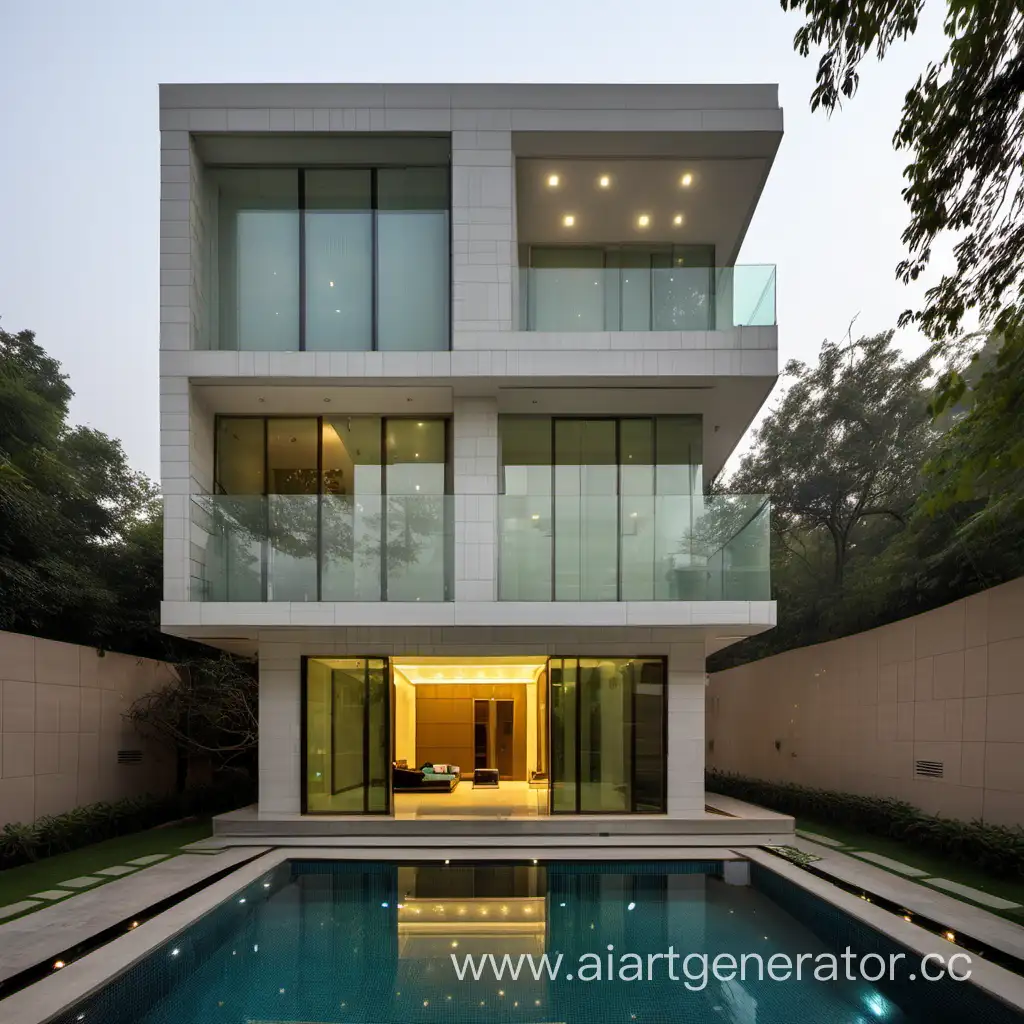 Modern-LightFacade-Villa-in-New-Delhi-Contemporary-Architectural-Elegance