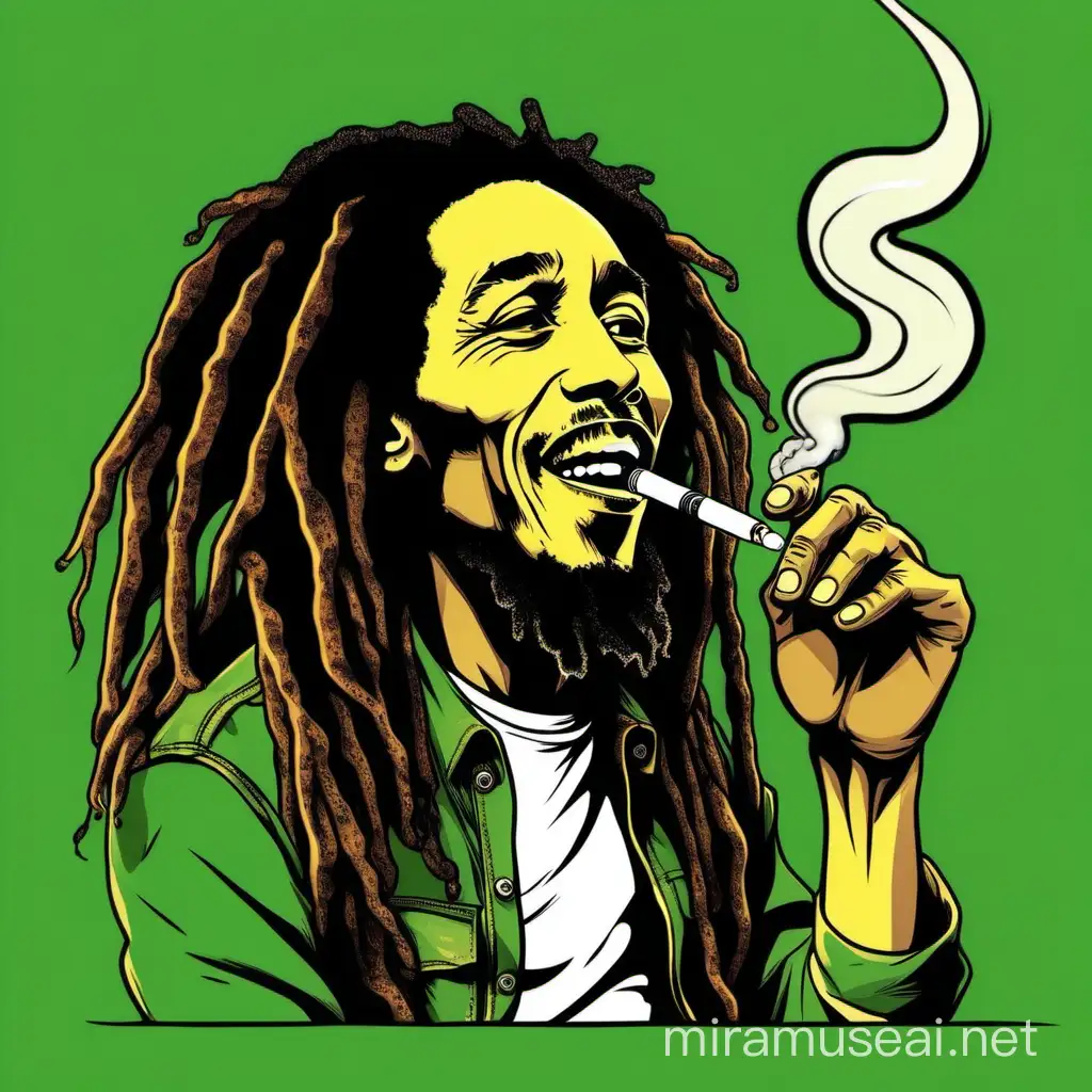 Cartoon Bob Marley Enjoying a Vape