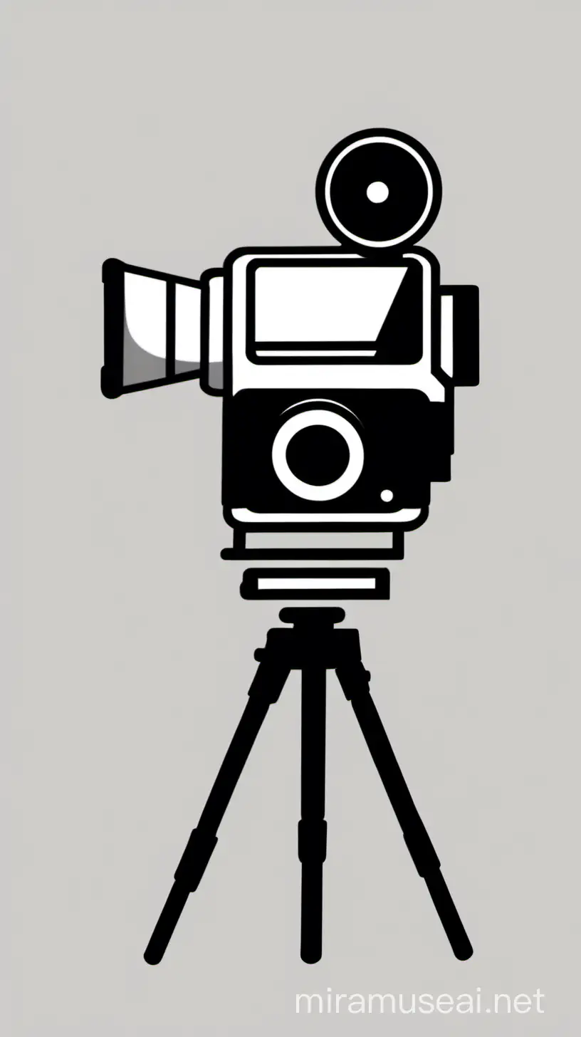 Black Video Camera Icon Turning Left on White Background