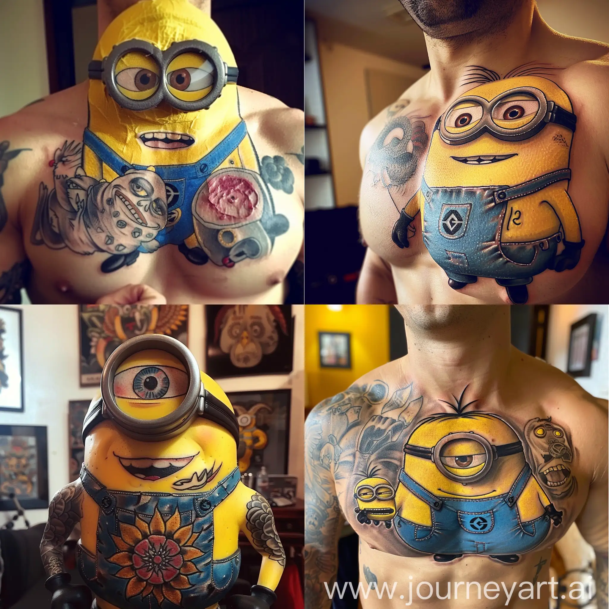 Colorful-Minion-with-Tattoo-Egor-on-Chest