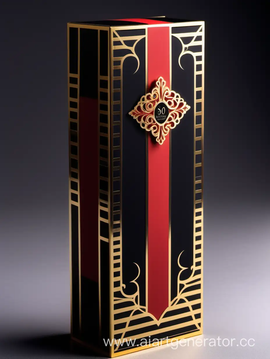red and black with gold perfume decorative borders and lines long 50%20packaging box and luxury