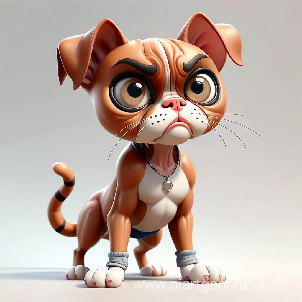 boxer cat, cute, big head, with big eyes, in huge shorts, cartoon style, 3d cartoon, on a white background, in front of us in the foreground in clear focus expensive cover style, high detail, hand-drawn ink style, ((hard contour outline)), perfect composition, beautiful detailed intricate insanely detailed trending on artstation, 8k,
