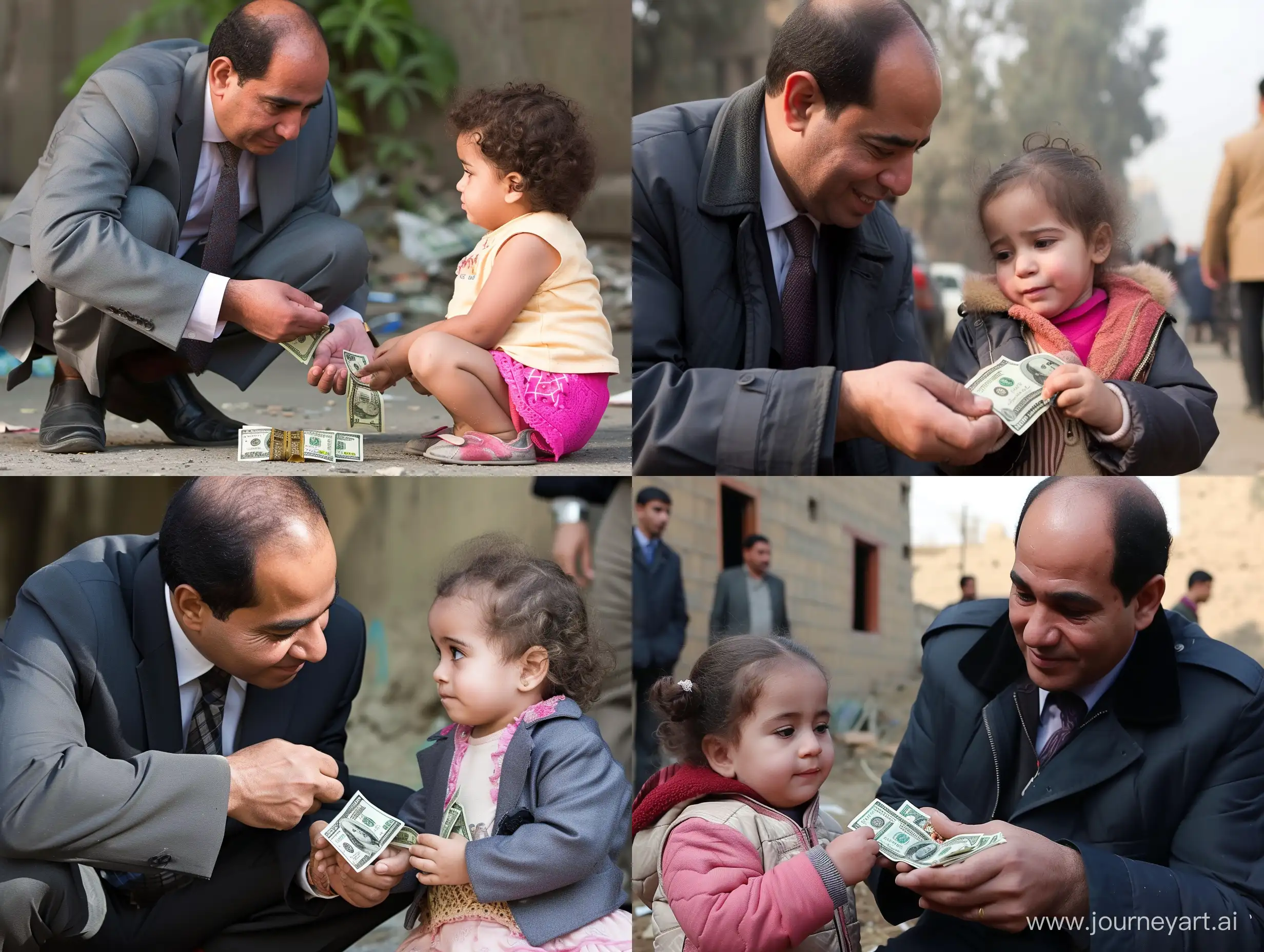 Abdel fattah el sisi stealing from a small child some dollars 