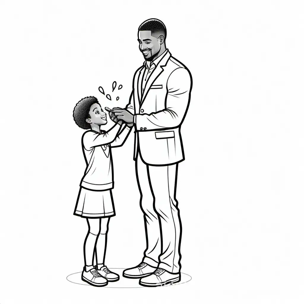 black man proposing, Coloring Page, black and white, line art, white background, Simplicity, Ample White Space. The background of the coloring page is plain white to make it easy for young children to color within the lines. The outlines of all the subjects are easy to distinguish, making it simple for kids to color without too much difficulty