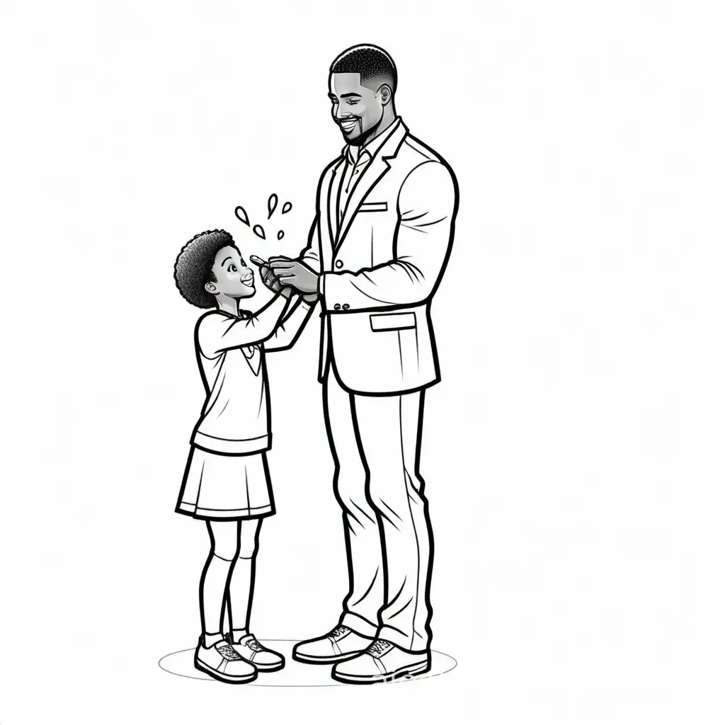 Black-Man-Proposing-Coloring-Page-Line-Art-on-White-Background