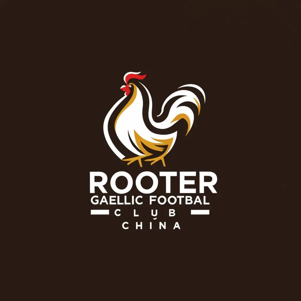 a logo design,with the text "Rooster Gaelic Football Club China", main symbol:chicken,Minimalistic,be used in Sports Fitness industry,clear background