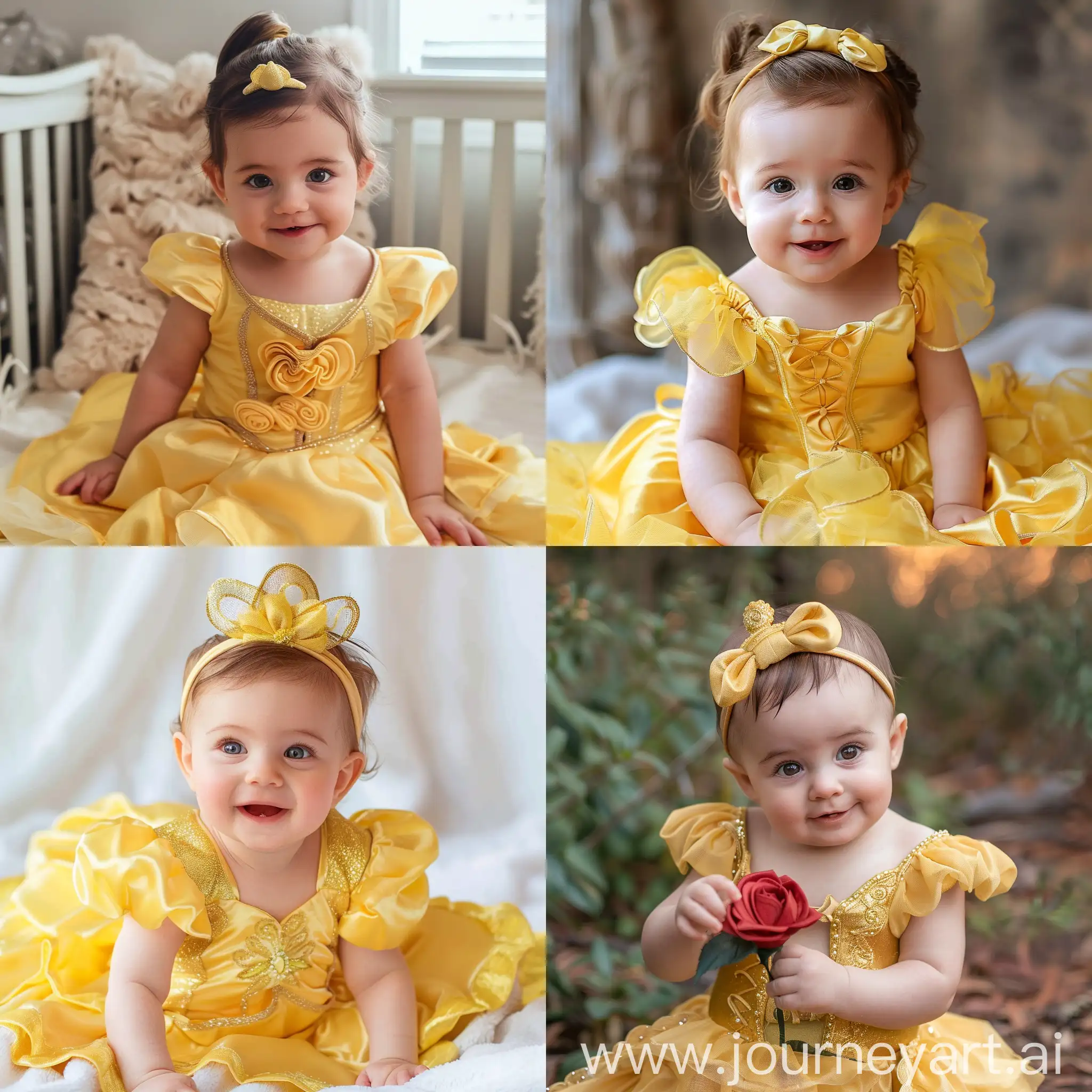 Baby wearing princess belle costume