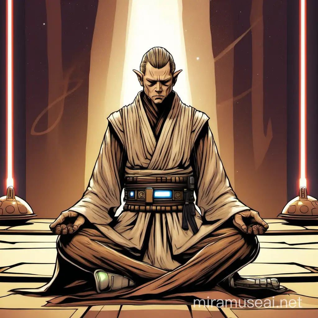 Serene Jedi Knight Meditating in Deep Contemplation