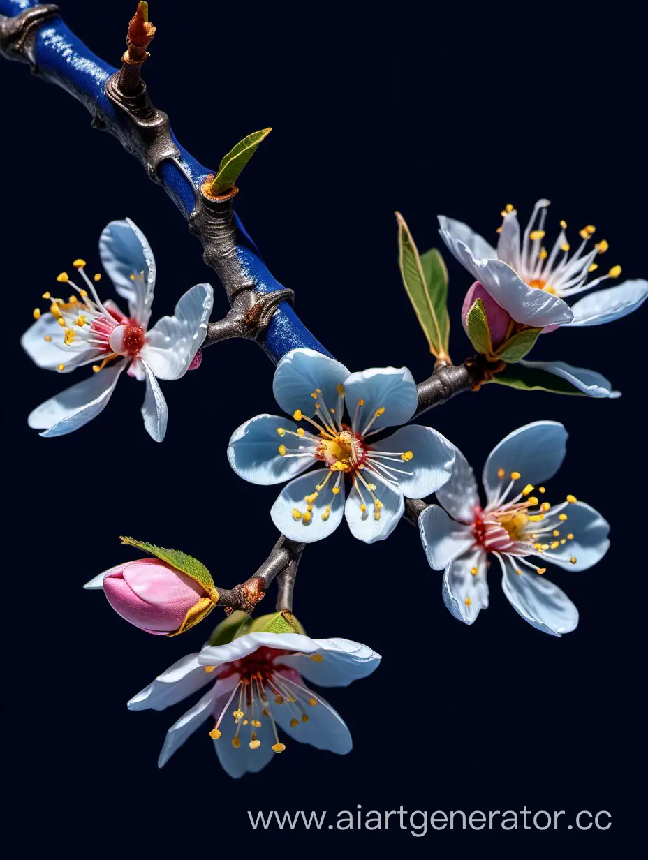 Almond-Blossom-8k-Artwork-on-Dark-Blue-Background