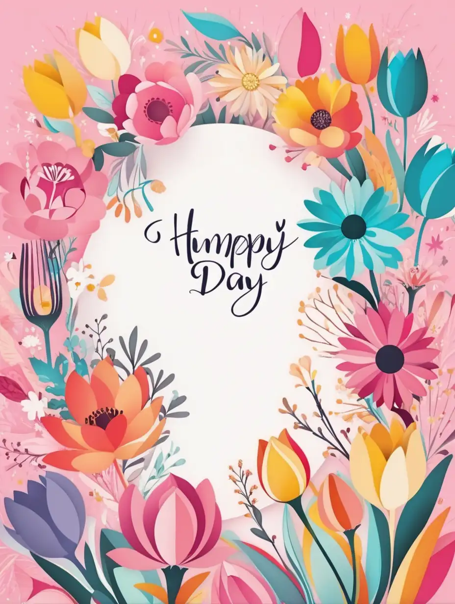 Vibrant Womens Day Greeting Card with Colorful Floral Design