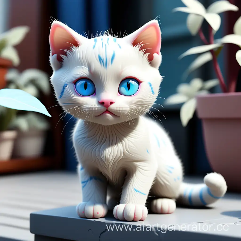 Adorable-Little-BlueEyed-Cat-in-a-Playful-PingColored-Setting